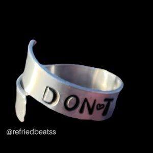don’t worry handstamped hand made ring adjustable size 9-11